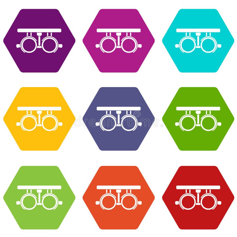 Proefkader voor het controleren van de geduldige vastgestelde kleur van het visiepictogram hexahedron stock illustratie Proefkader voor het controleren van de geduldige vastgestelde kleur van het visiepictogram hexahedron stock illustratie