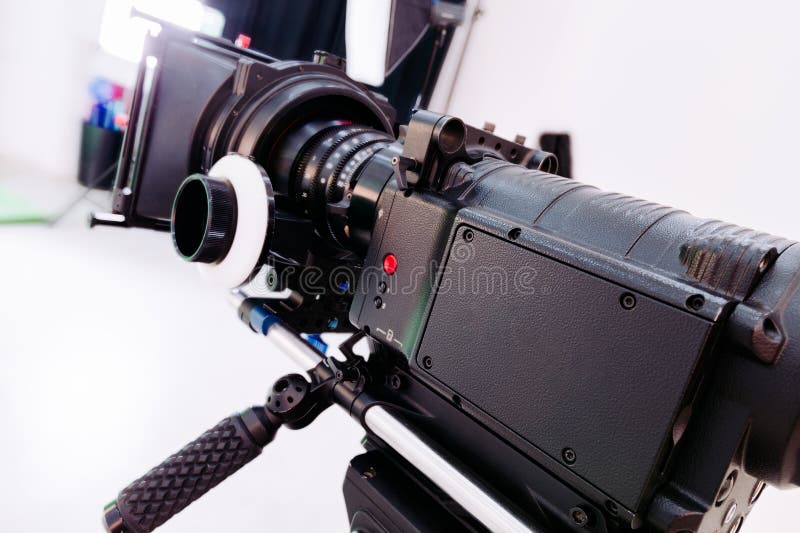 Profesional cinema camera stock photo. Image of studio 48803236