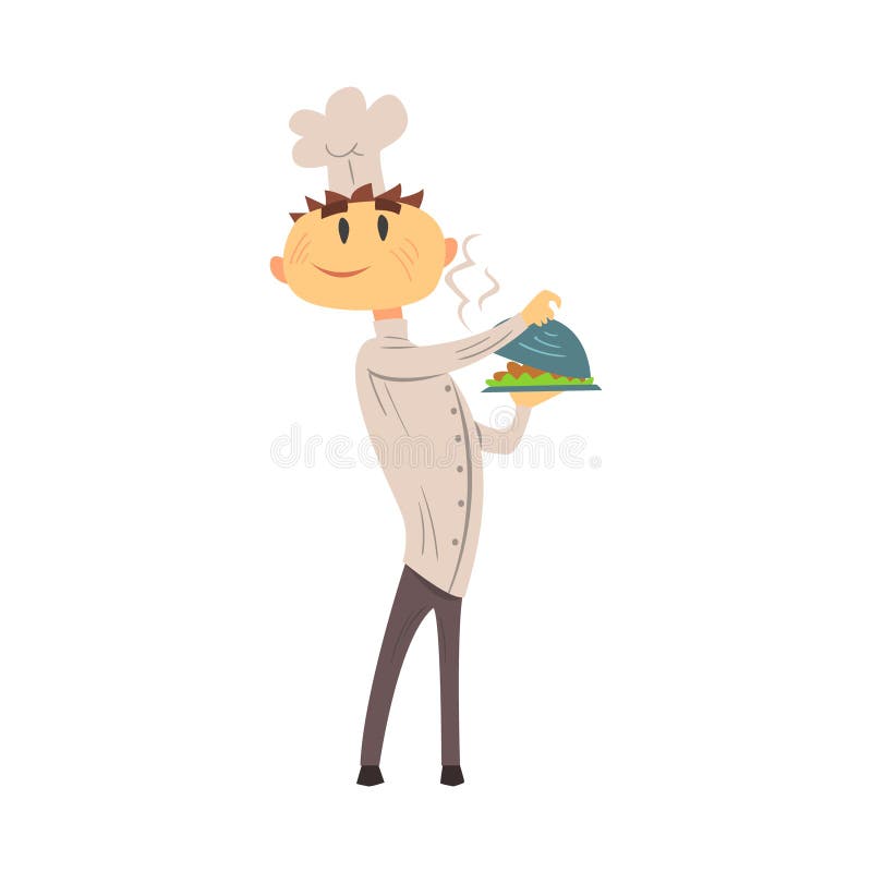 Profesjonalista Cook W klasyk kopii Breasted Białej kurtce I Toque Z Gorącym Przygotowywającym naczyniem ilustracji Profesjonalista Cook W klasyk kopii Breasted Białej kurtce I Toque Z Gorącym Przygotowywającym naczyniem ilustracji
