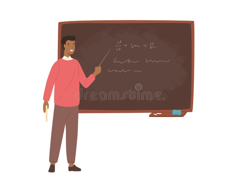 Profesor de escuela, profesor de la universidad o conferenciante de sexo masculino afroamericano entusiasta colocándose al lado d ilustración del vector Profesor de escuela, profesor de la universidad o conferenciante de sexo masculino afroamericano entusiasta colocándose al lado d ilustración del vector
