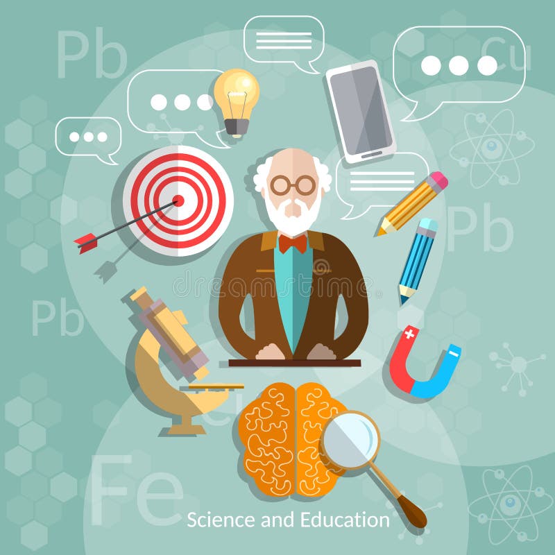 Profesor de la educación y de la ciencia de nuevo a escuela stock de ilustración Profesor de la educación y de la ciencia de nuevo a escuela stock de ilustración