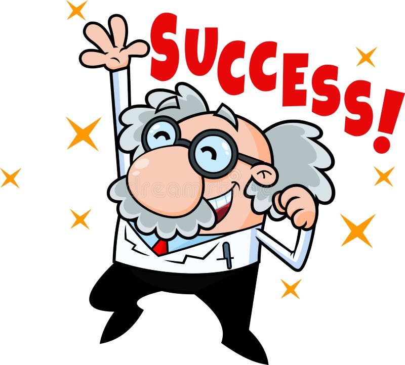 Profesor de știință fericit desen animat sărituri personaj royalty free illustration
