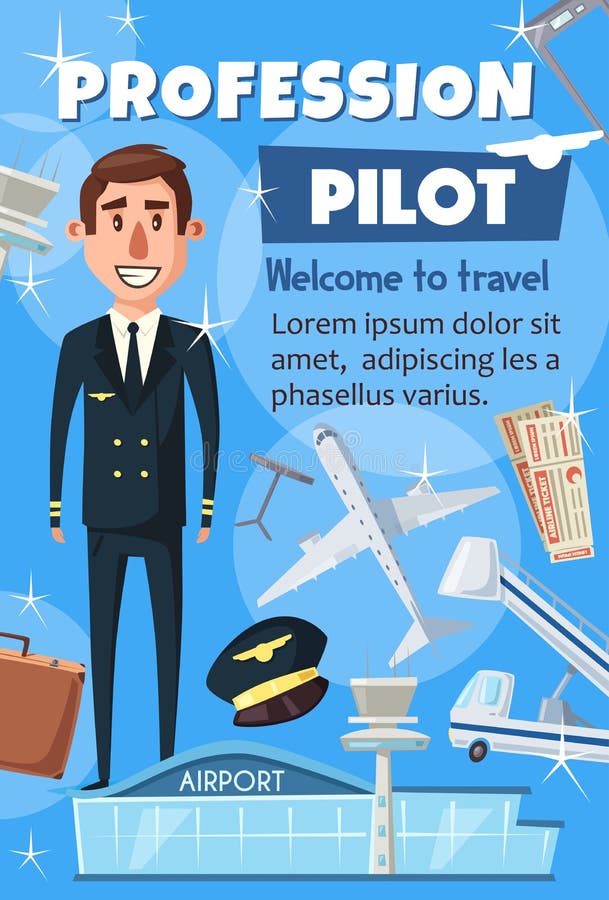 Profession pilote d'aviation, personnel d'aéroport illustration stock Profession pilote d'aviation, personnel d'aéroport illustration stock