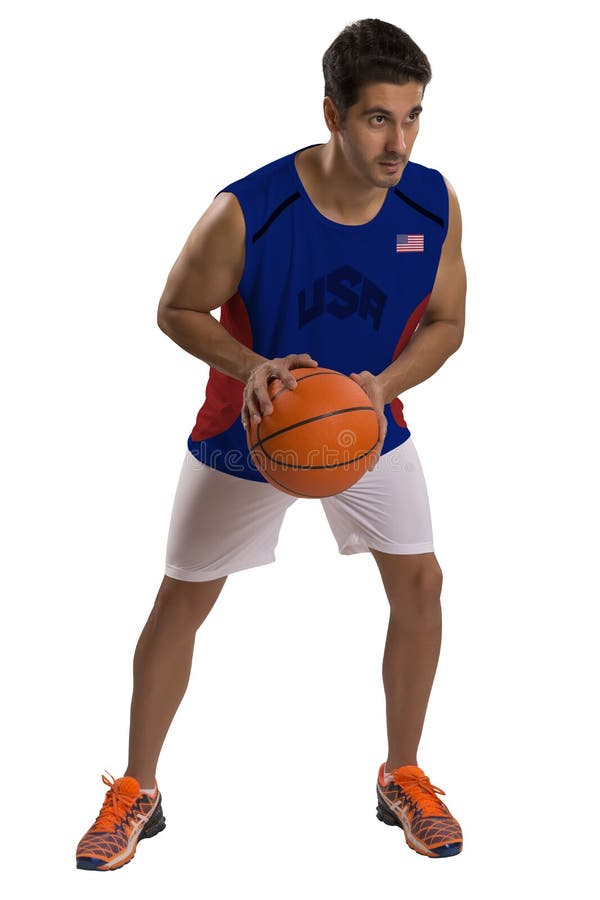 Professional American Basketball Player with Ball. Stock Photo - Image ...