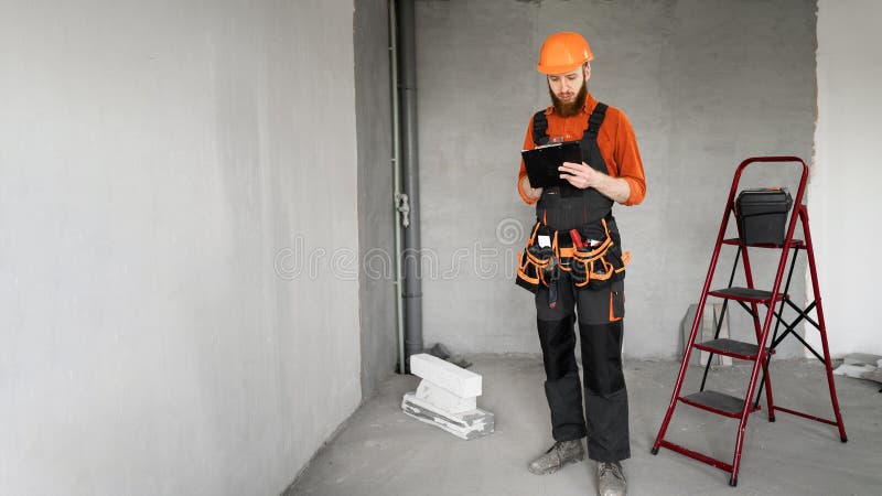 Professional architect planning renovation and project development for new apartment royalty free stock photography