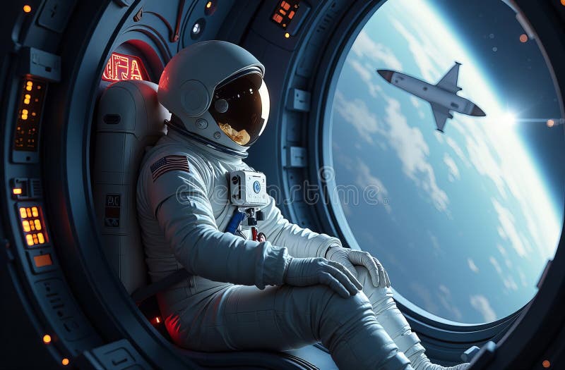 Professional Astronaut Servicing. Universe Exploration stock images