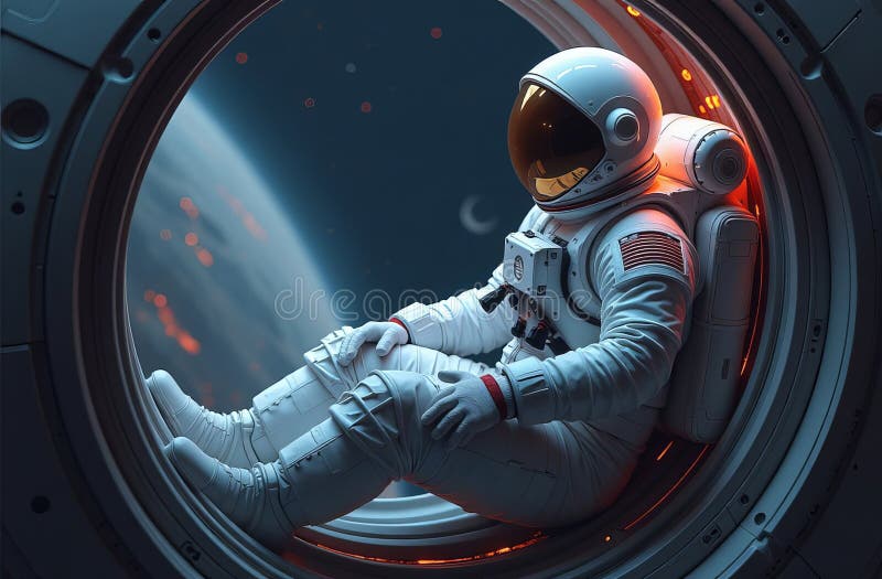 Professional Astronaut Servicing. Universe Exploration royalty free stock images