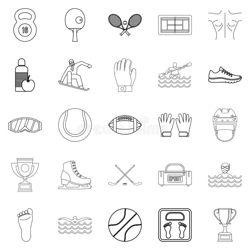 Professional athlete icons set, outline style royalty free illustration Professional athlete icons set, outline style royalty free illustration