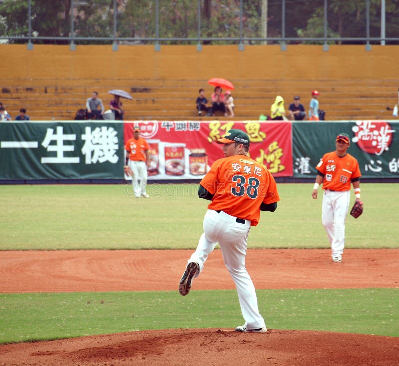 Professional Baseball Game editorial stock image. Image of orange
