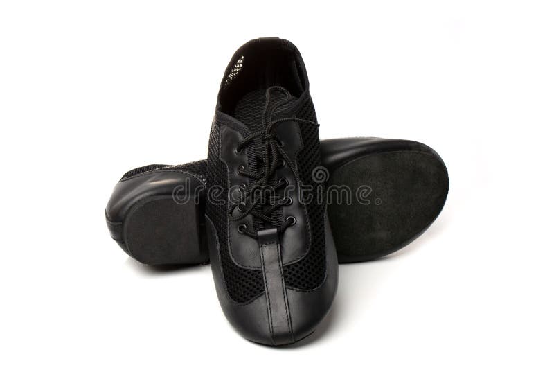 Professional Black Ballet Shoes for Jazz Dance on a White Background
