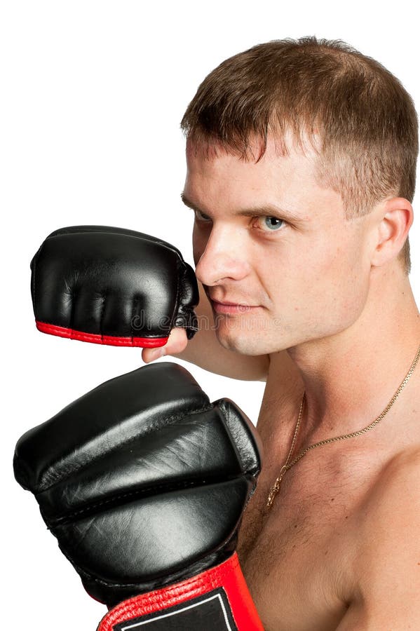 Professional Boxer Attacking Isolated On White Picture. Image 17919165