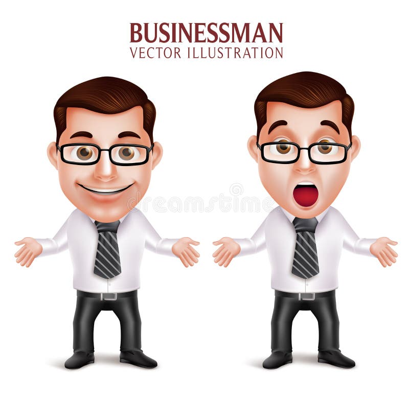 Professional Business Man Character Shocked and Surprised Posture