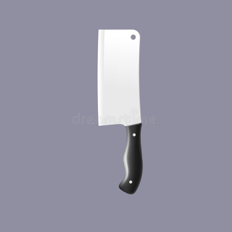 Chef Cook Axe or Butcher Knife Template Realistic Vector Illustration