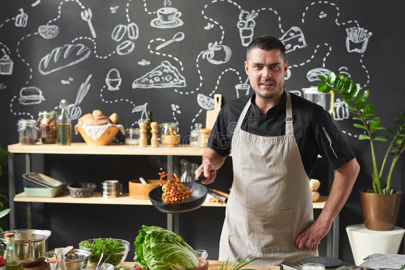 Professional Chef Cooking Stock Image Image Of Salad 200336189