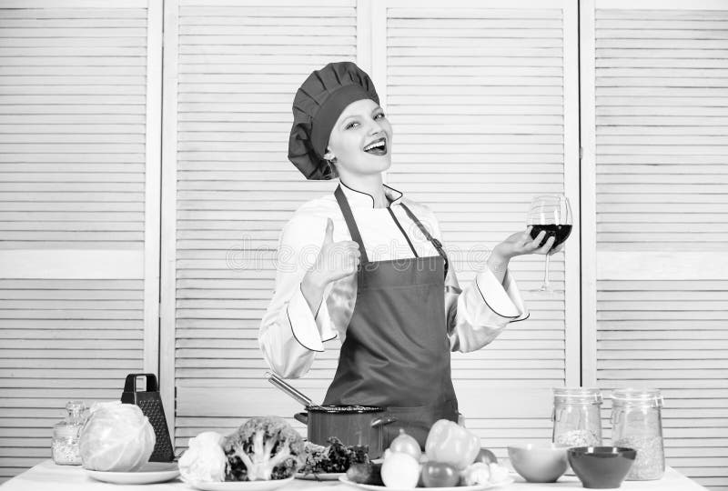 Professional Chef in Kitchen. Happy Woman Cooking Healthy Food by ...