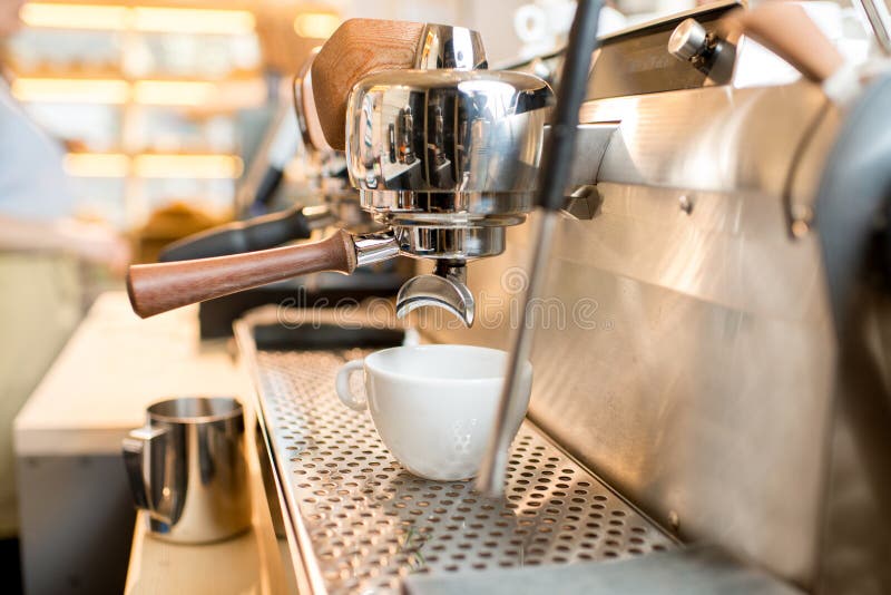 Professional Coffee Machine in the Cafe Stock Image Image of