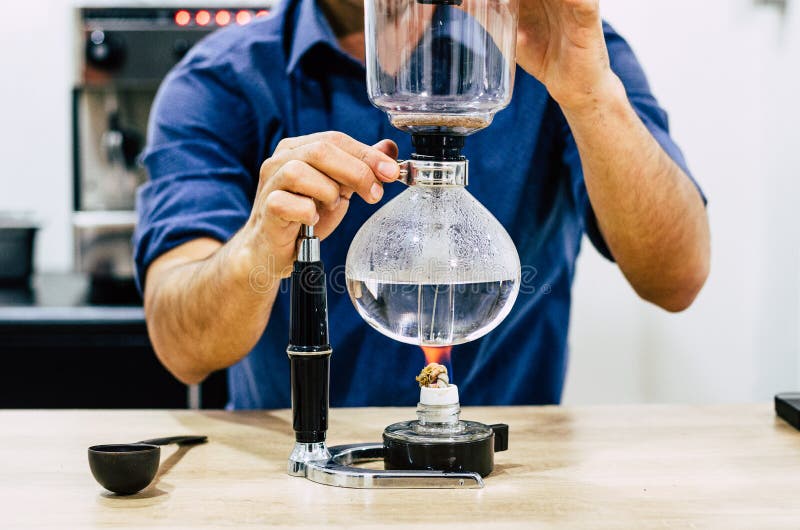 Japanese Siphon Coffee Maker And Coffee Grinder On Old Kitchen Table  Background It Is Very Fragrant And Aroma Because Filled With Fresh Coffee  Beans Stock Photo - Download Image Now - iStock