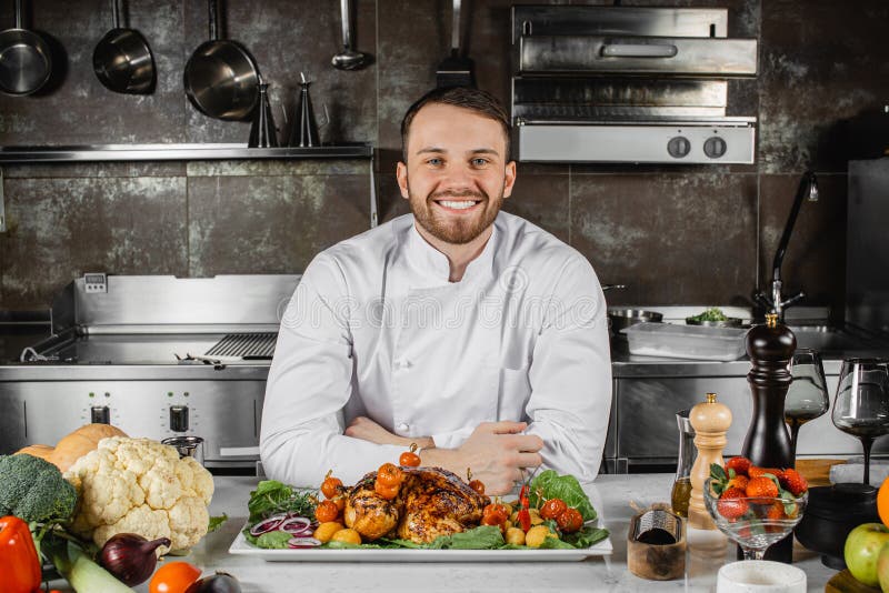 Professional Cook In Kitchen Stock Image Image Of Dinner Caucasian