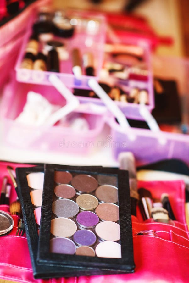 Pink cosmetics kit stock photo. Image of beautiful, gloss 3455088