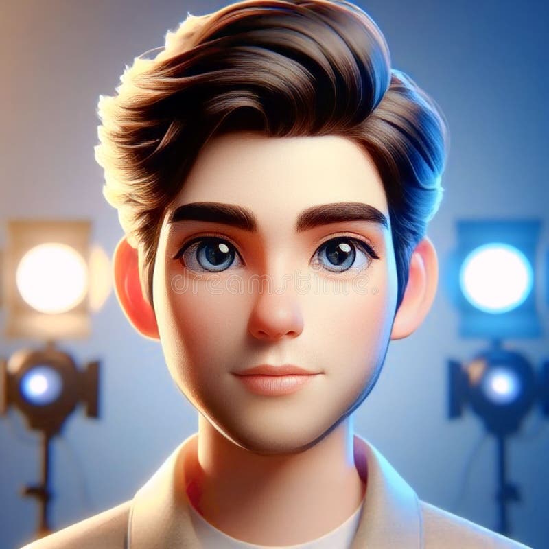 Professional 3D Male Avatar Portrait With Studio Lighting royalty free illustration.