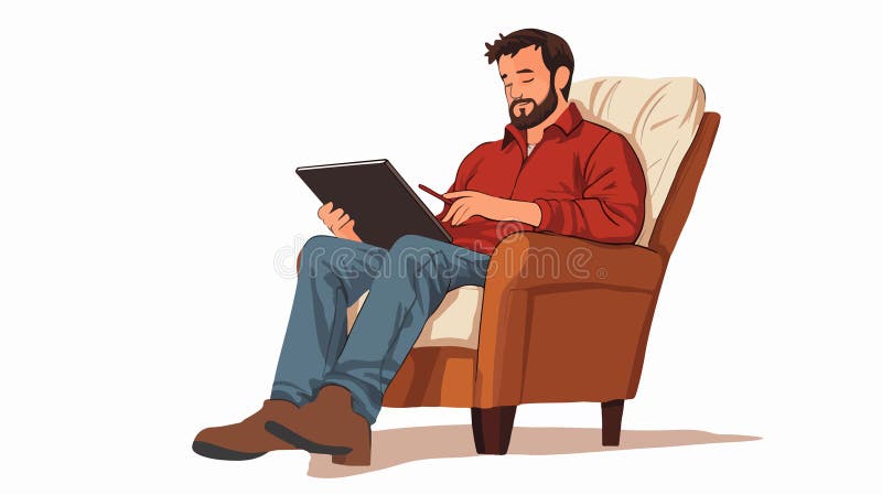 Professional Digital Artist Drawing on Electronic Tablet PC stock illustration