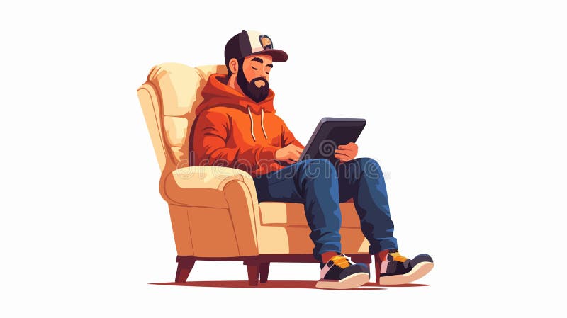 Professional Digital Artist Drawing on Electronic Tablet PC stock illustration