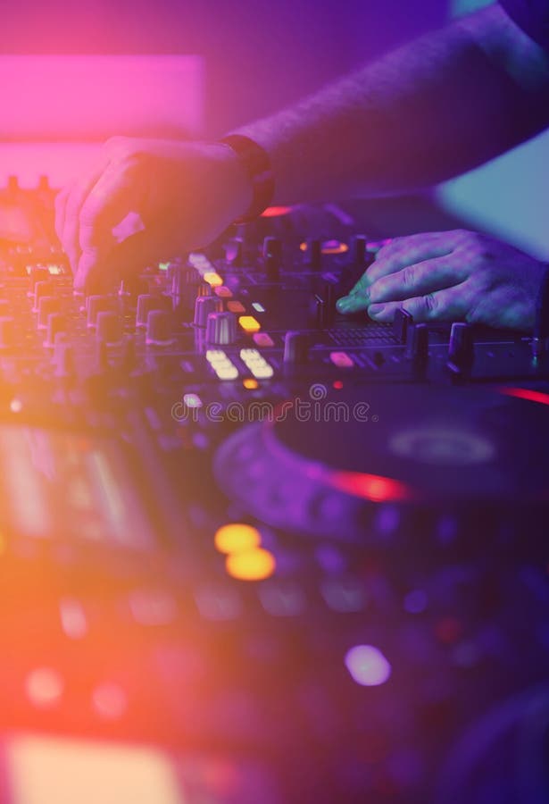 Professional Dj Audio Equipment on Edm Music Festival in Night Club Stock  Image - Image of panel, mixer: 157458109