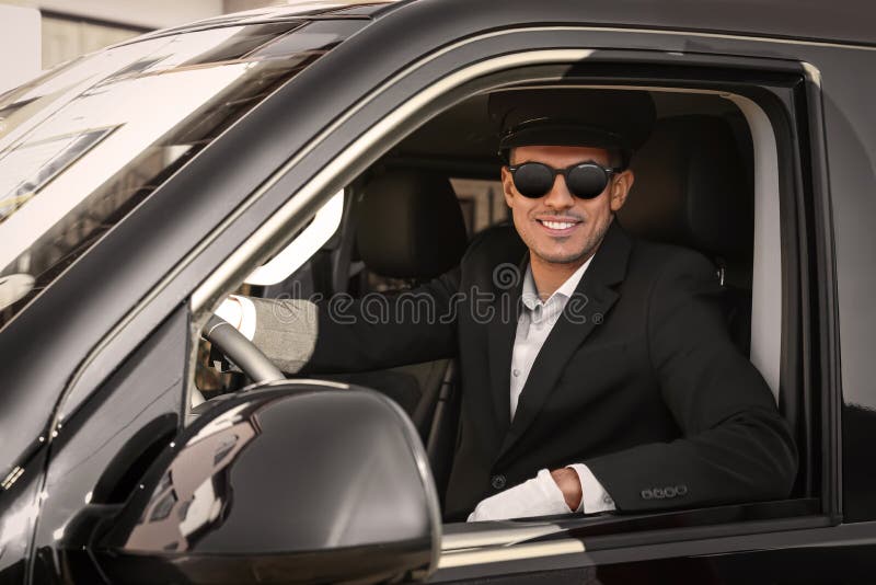 Professional Driver in Car. Chauffeur Service Stock Photo Image of