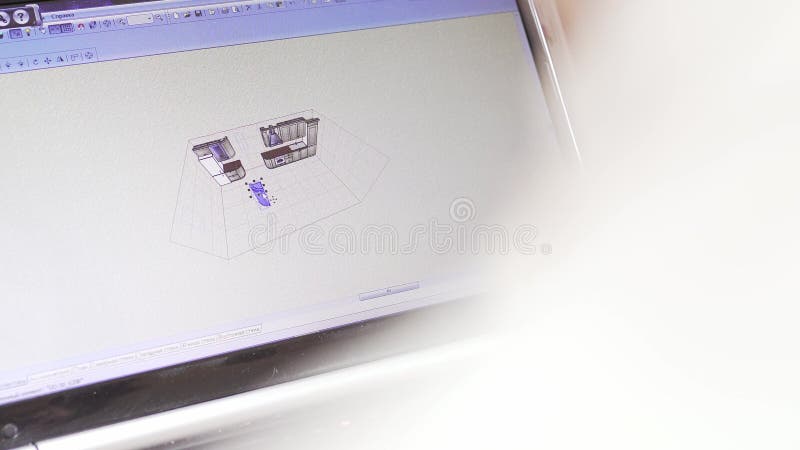A professional engineer works at a computer in the office, close-up. Architectural project on the screen, modern stock footage