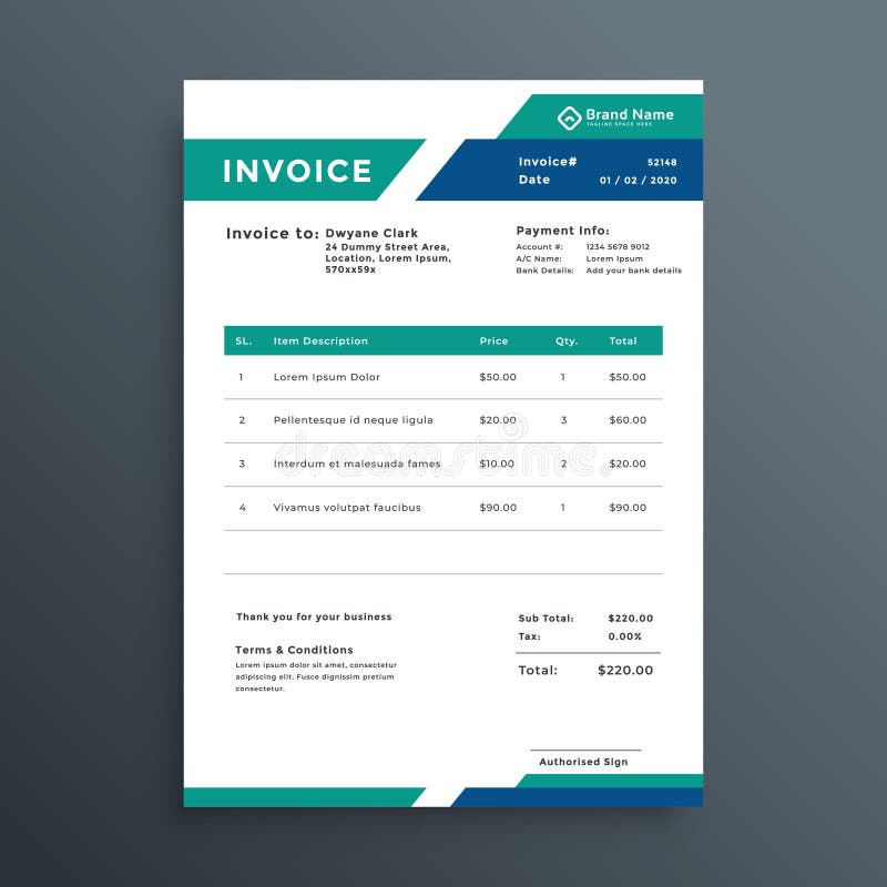 Professional geometric invoice template design stock illustration Professional geometric invoice template design stock illustration