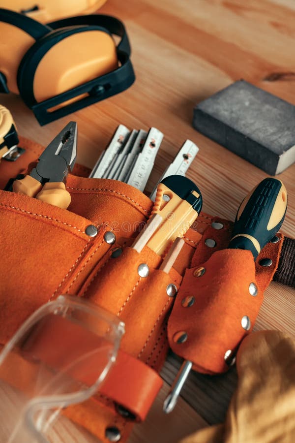 Professional handyman tool belt royalty free stock image