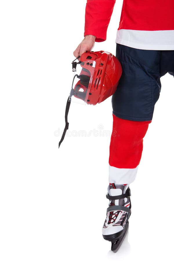 Professional hockey player after game stock image