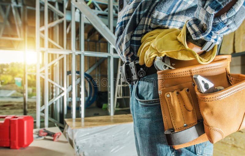 Professional House Framing Construction Contractor Stock Image Image