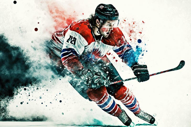 Ice hockey illustrations showcasing the dynamic movements of the game (AI  Generated) Stock Illustration