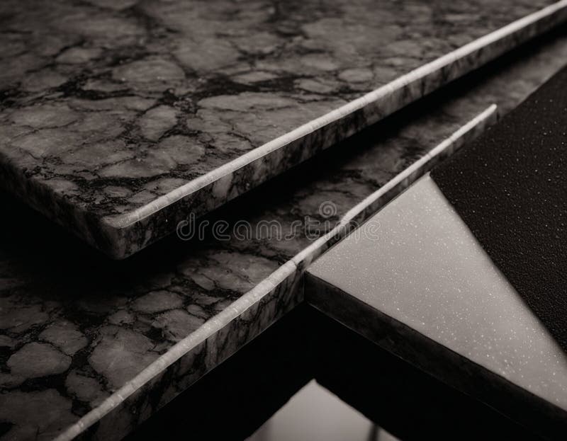 Professional Interior Design with Expensive Black Marble and Granite. Excellent Background for