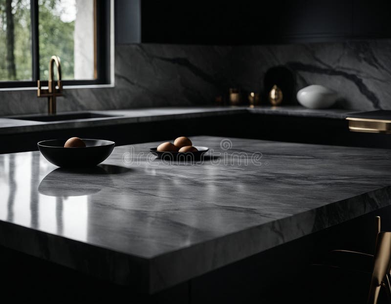 Professional Interior Design with Expensive Black Marble and Granite