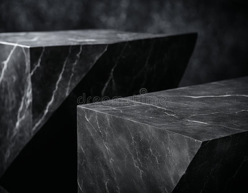 Professional Interior Design with Expensive Black Marble and Granite. Excellent Background for
