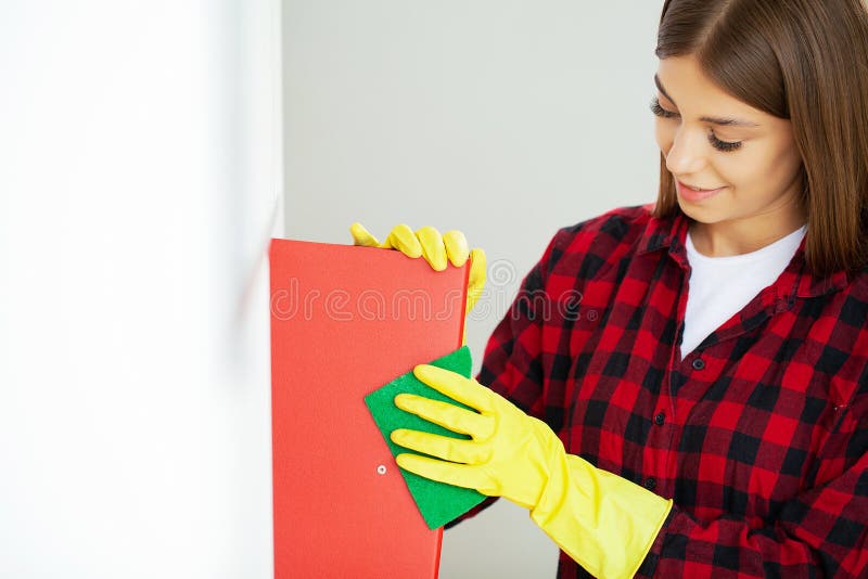 Professional Janitor are Cleaning the Modern Office Stock Photo Image
