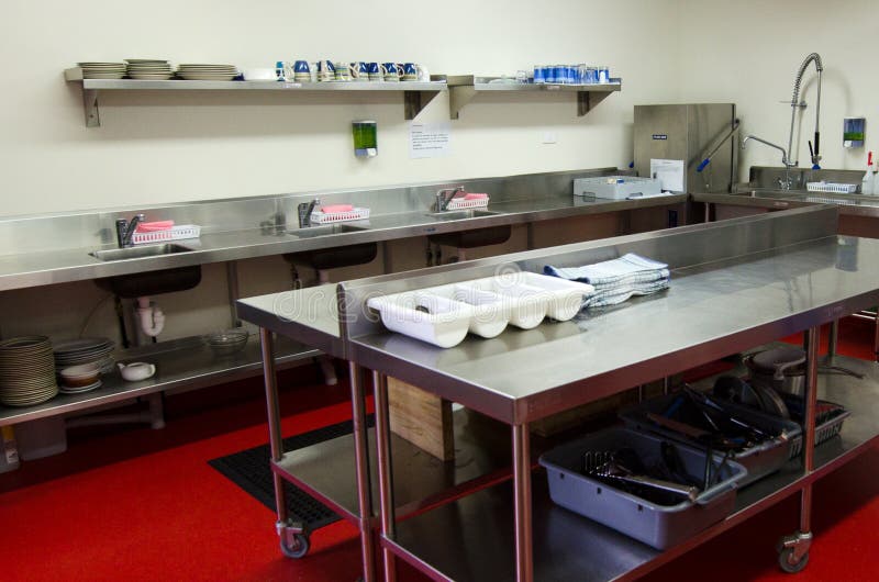 Restaurant Kitchen Dishwashing Area Stock Image Image of kitchen