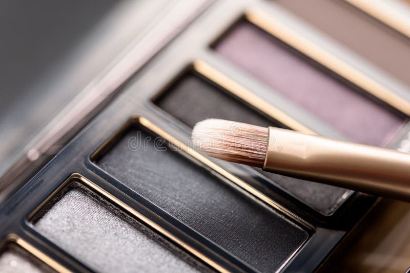 Professional Makeup Brush and Eye Color Palette Stock Photo Image of