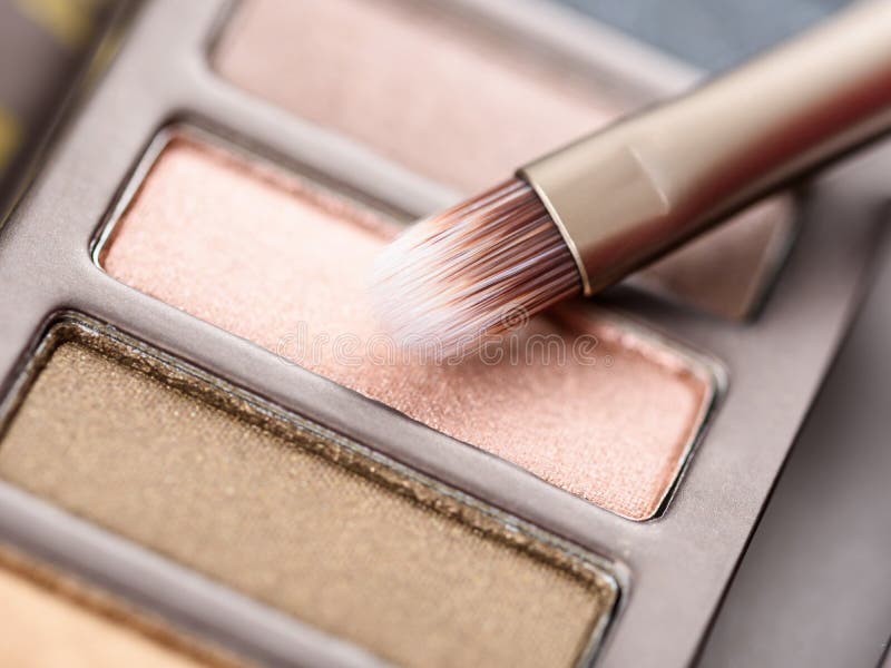 Professional Makeup Brush and Eye Color Palette Stock Photo Image of