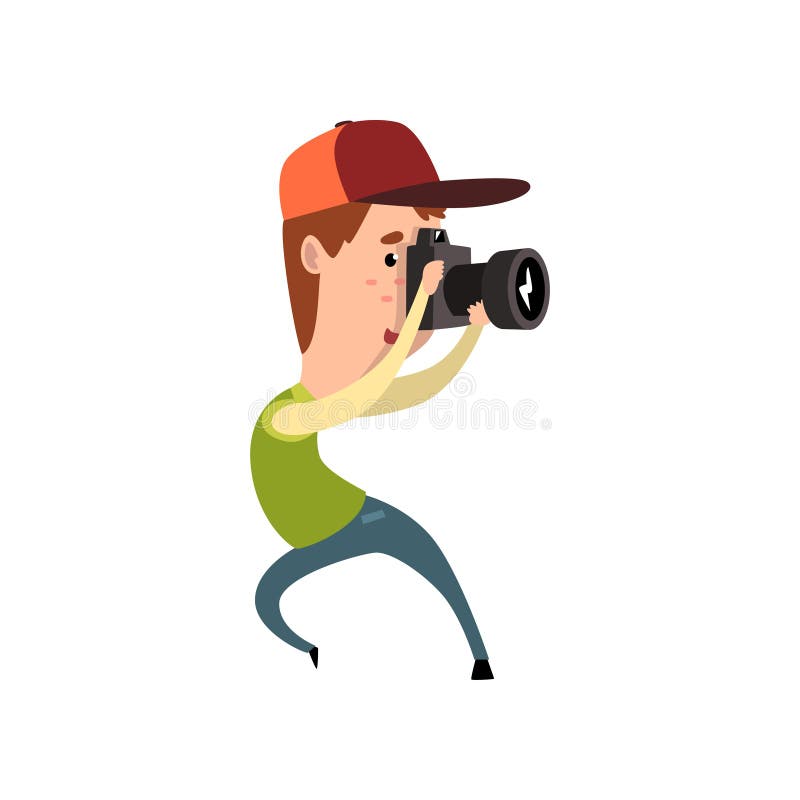 Professional Male Photographer Paparazzi with Camera Taking Photo ...