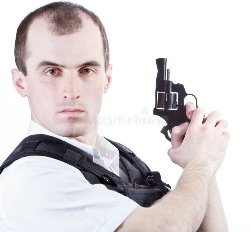 Professional man with gun