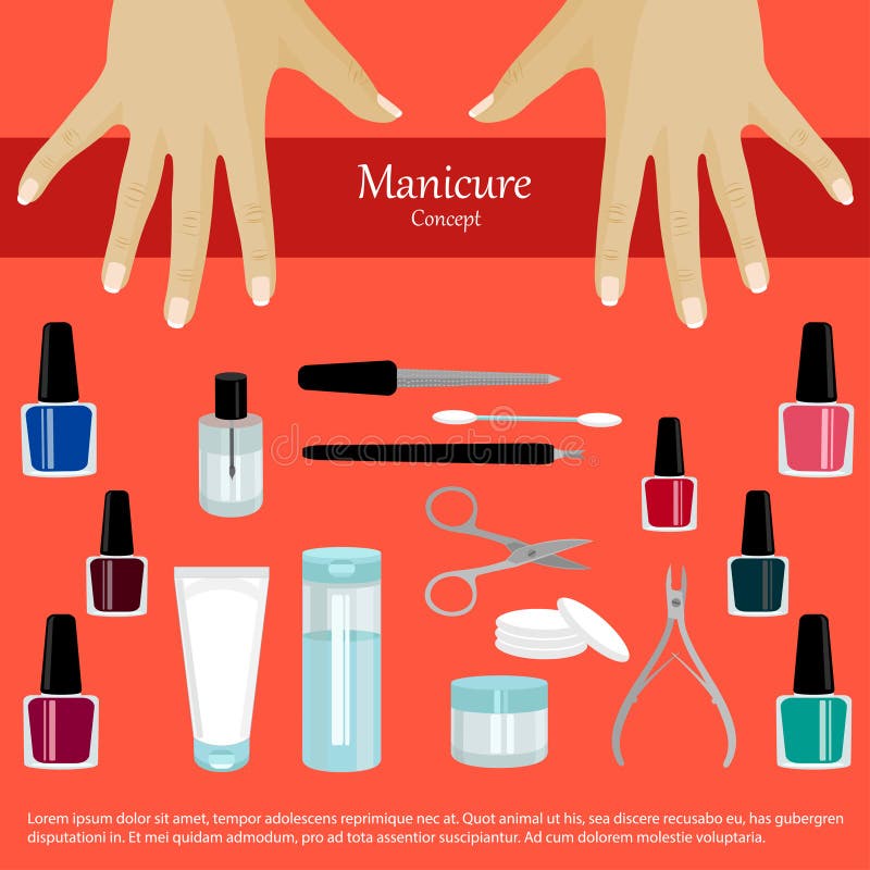 Professional Manicure Poster in Flat Style. Stock Vector Illustration