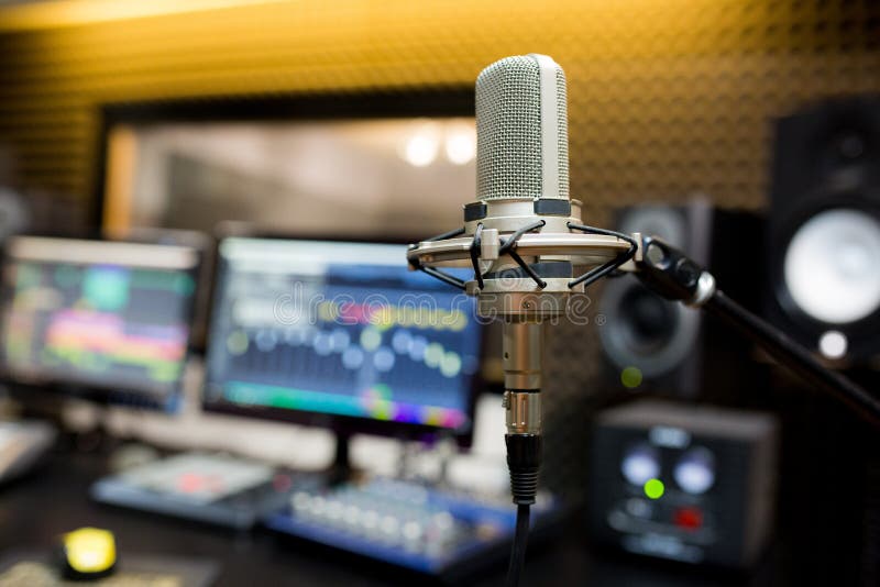 Professional microphone in the recording studio. stock photography Professional microphone in the recording studio. stock photography