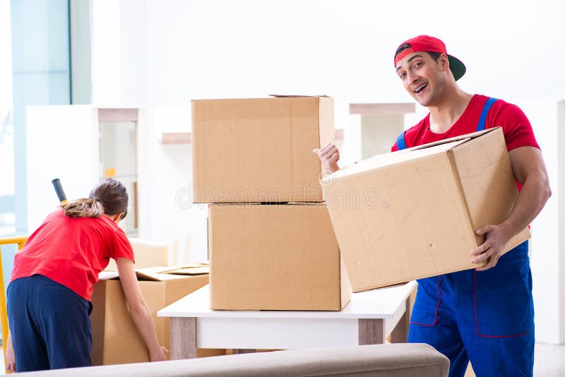 The Professional Movers Doing Home Relocation Stock Image Image of