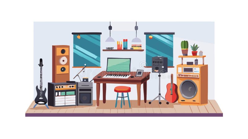 Professional Music Production Studio Sound Engineering Vector Art, vector design Generative AI stock illustration