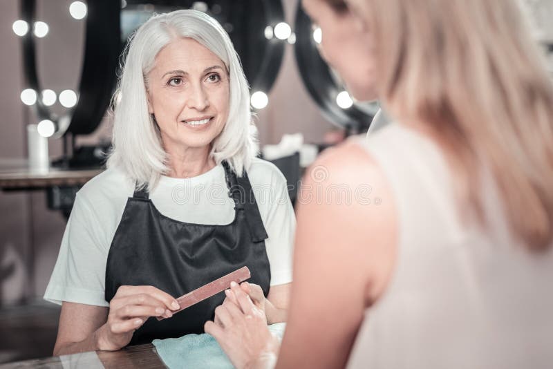 Professional Nail Master Doing Manicure Stock Photo Image of