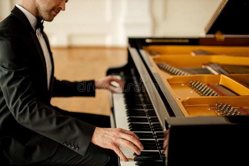 Professional Pianist Practicing Stock Photo Image of concert