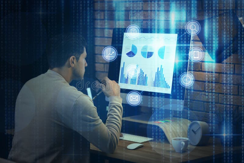 Programmer working with computer in office royalty free stock photography